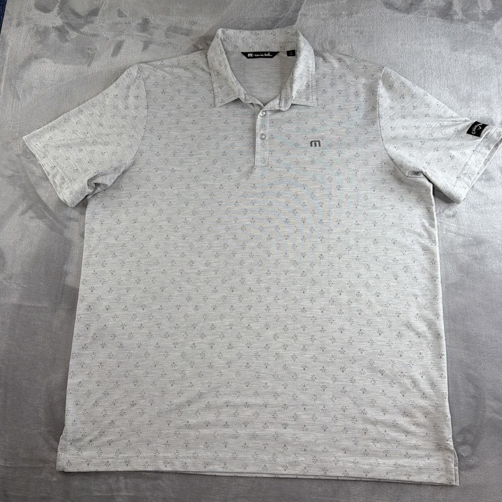 TravisMathew Men's XXL Gray Print Golf Polo Shirt Team Callaway Stretch